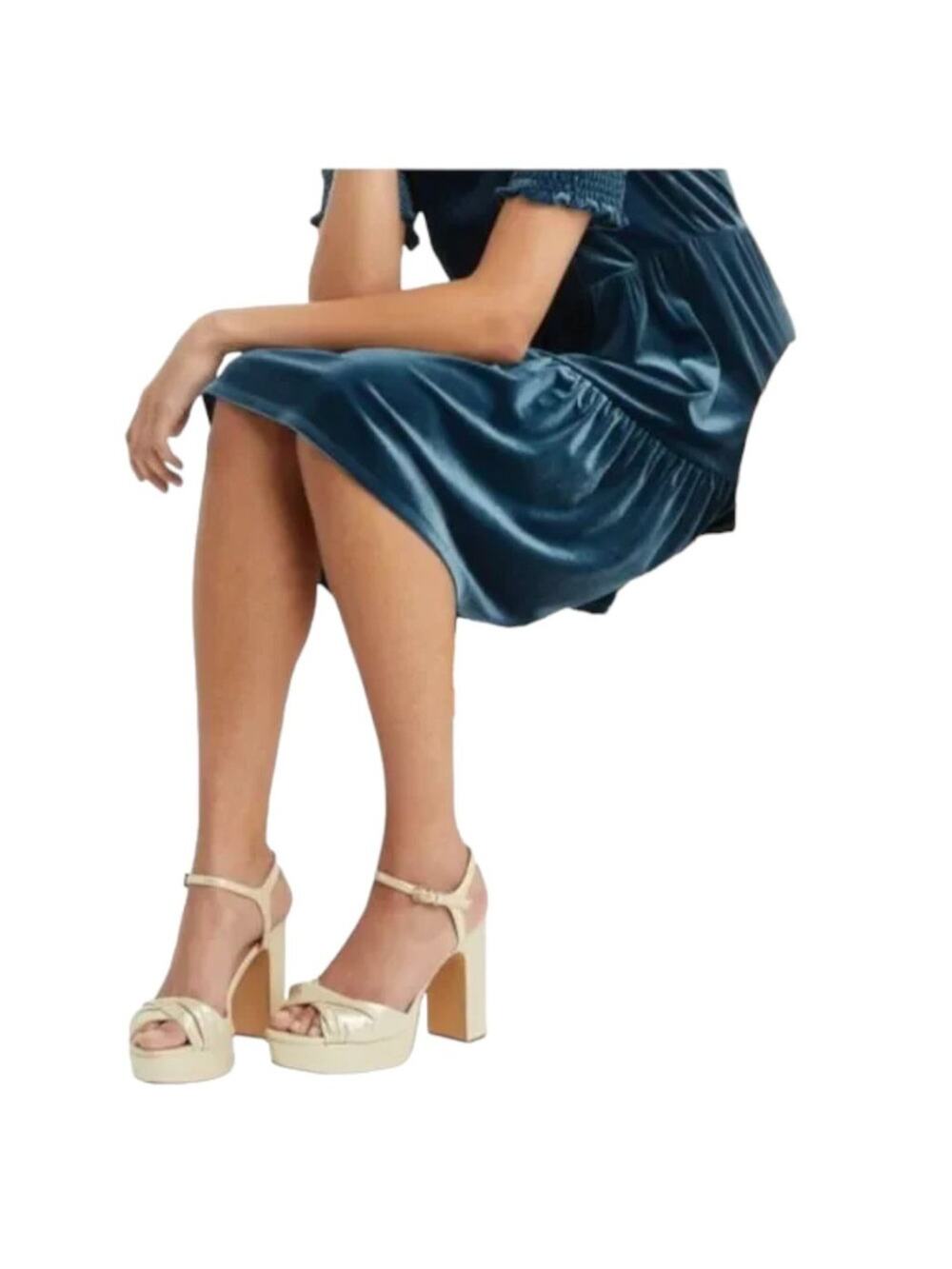 Draper James Paloma Platform Heel Gold Twist Toe Size 10 NWT $128 MSRP NWT